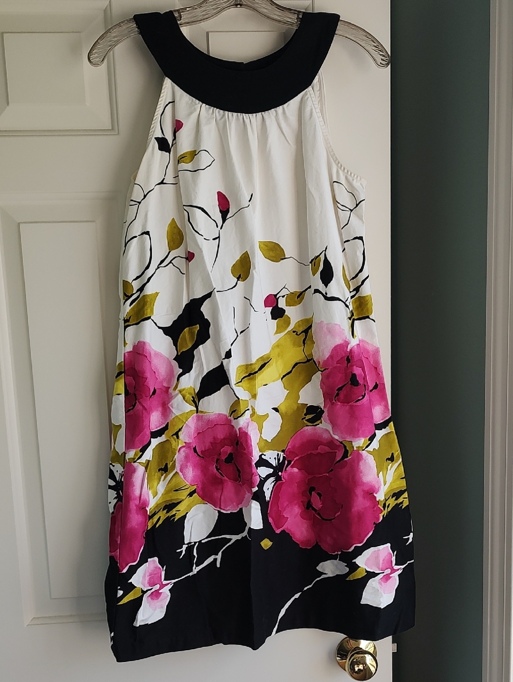 White Floral Midi Skirt with Pink & Green Accents